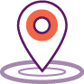 Logo d'une balise GPS aux couleurs du portail (violet et rouge)